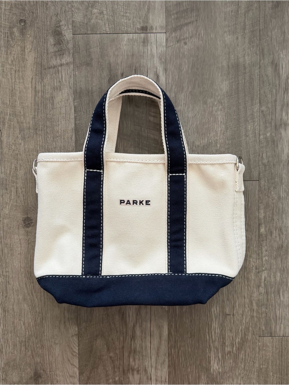 PARKE X Lands' End Cream and Navy Canvas Tote